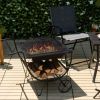 Portable Wheeled Log Storage Rack & Wood Burning Fire Pit