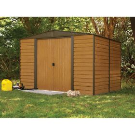 Steel Storage Shed With Woodgrain Panels