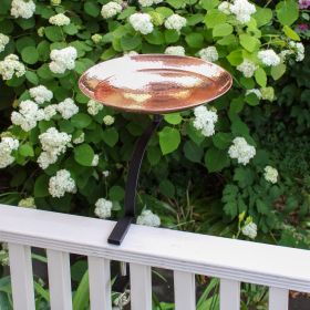 Polished Copper Birdbath with Rail Mount Bracket