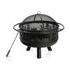 Screened Wood Burning Fire Pit Cooking Grill with Poker