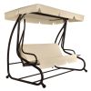 3-Seat Canopy Swing with Beige Cushions