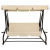 3-Seat Canopy Swing with Beige Cushions