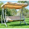 Sand Colored Sturdy 3-Person Patio Canopy Swing