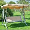 Sand Colored Sturdy 3-Person Patio Canopy Swing