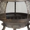 Rustic Steel & Cast Iron Chimenea Wood Burning Fire Pit