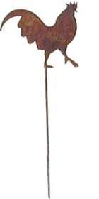 Rooster Rusted Garden Stake