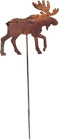 Moose Rusted Garden Stake