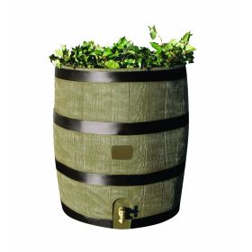 2-in-1 Oak Rain Barrel & Planter