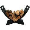 Modern Heavy Duty Black Steel Firewood Rack