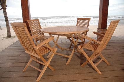 Bahama Table & Classic Folding Armchair Dining Set