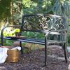 Curved Metal Bench with Heart Pattern