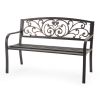 Curved Metal Bench with Heart Pattern