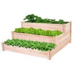 Solid Wood 3-Tier Raised Garden Bed Planter