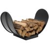 3-Foot Black Curved Steel Firewood Log Rack