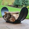 3-Foot Black Curved Steel Firewood Log Rack