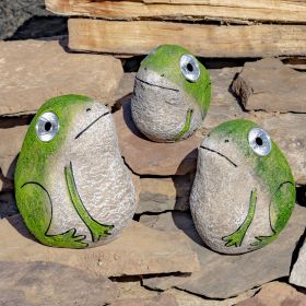 Set of 3 Solar "Rock" Frogs with Light Up Eyes