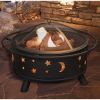 Heavy Duty Steel Wood Burning Fire Pit with Moon and Stars Cutouts