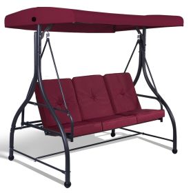 Burgundy 3-Seat Cushioned Canopy Swing Chair