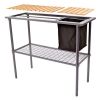 Metal Garden Bench Work Table with Wood Top