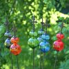 Set of Glass Globe Iron Garden Stakes in Assorted Colors