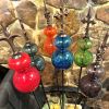 Set of Glass Globe Iron Garden Stakes in Assorted Colors