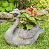 2 Magnesium Swan Planters "Derek & Odette"