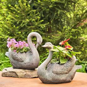 2 Magnesium Swan Planters "Derek & Odette"