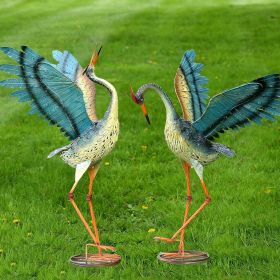 Set of 2 Small Iron Dancing Cranes