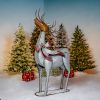 Large Galvanized Reindeer with Bows and Bells