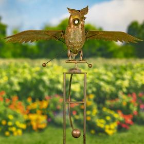 "Weston" Solar Flying Owl Rocking Stake with Light-Up Eyes