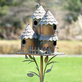 "Pipersville" Country Style Multi-Home Iron Birdhouse Stake