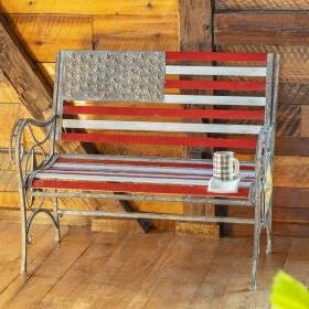 "Proud to Be an American" Flag Iron Garden Bench