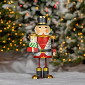 "Nikolai" the Metal Nutcracker Holding Gifts