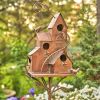 "Jamison" Four Home Bungalow Copper Birdhouse Stake