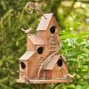 "Jamison" Four Home Bungalow Copper Birdhouse Stake