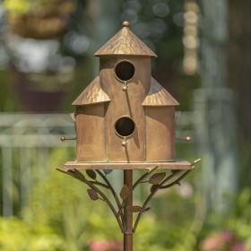 Plump Cylinder Triple Birdhouse Stake