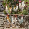 Multi-colored Assorted Painted Iron Rooster Figurines