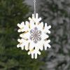 Set of 3 Assorted Hanging Iron Snowflakes with LED Backlights