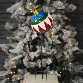 Multi-Colored Christmas Ball Ornament Metal Garden Stake