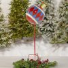 Multi-Colored Christmas Ornament with Diamond Pattern Metal Garden Stake