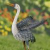 Set of 2 Blue and White Metal Egret Figurines