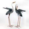 Set of 2 Blue and White Metal Egret Figurines