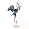 Set of 2 White Neck Blue-Grey Heron Garden Figurines with Spread Wings