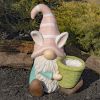 Set of 2 Assorted Spring Garden Gnomes with Planters