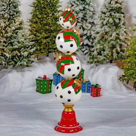 Christmas Ornament Tower with Black & White Polka Dots