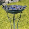 Roosevelt Rose & Bird Round Iron Birdbath