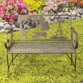 Strasburg Iron Cow & Windmill Silhouette Bench