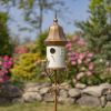 Vienna Iron and Porcelain White Birdhouse on Stake