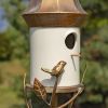 Vienna Iron and Porcelain White Birdhouse on Stake