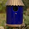 Cannes Iron & Cobalt Blue Porcelain Birdhouse on Stake